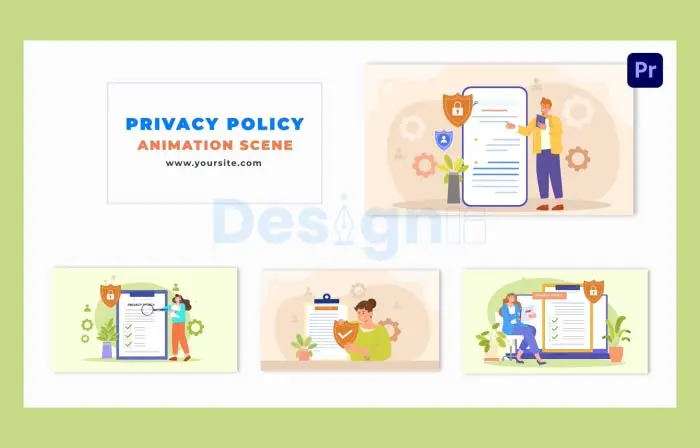 Privacy Policy Concept 2D Flat Design Animation Scene